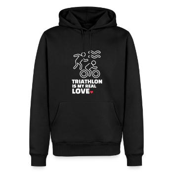 Ich Liebe Triathlon - Männer Premium Bio Hoodie - Schwarz - Vorne - Nico (187cm)