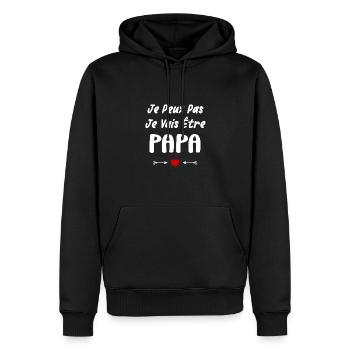 Je peux pas je vais être papa - Sweat à capuche Premium bio Homme - noir - Devant - Nico (187cm)