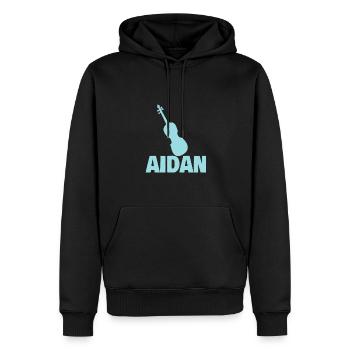 Geige Aidan - Männer Premium Bio Hoodie - Schwarz - Vorne - Nico (187cm)
