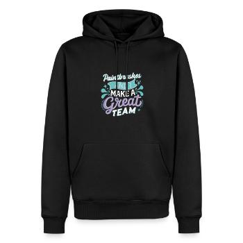 Pinsel und ich sind ein tolles Team - Männer Premium Bio Hoodie - Schwarz - Vorne - Nico (187cm)
