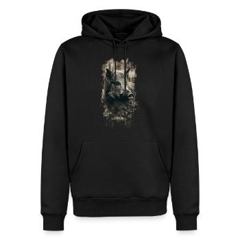 Chasse Chasse Sanglier Sanglier - Sweat à capuche Premium bio Homme - noir - Devant - Nico (187cm)
