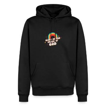 Fabriqué à l’image de Dieu - Cute Christian Groovy - Sweat à capuche Premium bio Homme - noir - Devant - Nico (187cm)