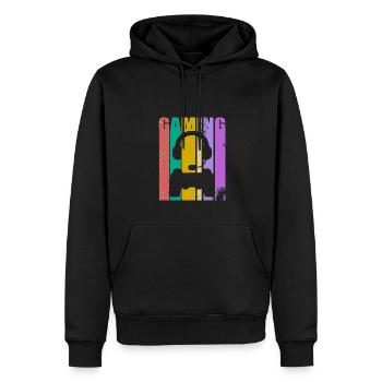 Vintage Gaming - Casque et manette - Sweat à capuche Premium bio Homme - noir - Devant - Nico (187cm)