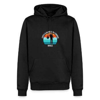 Boule Pétanque Boccia Boules - Sweat à capuche Premium bio Homme - noir - Devant - Nico (187cm)
