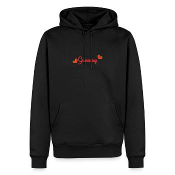 GUERNSEY - Männer Premium Bio Hoodie - Schwarz - Vorne - Nico (187cm)
