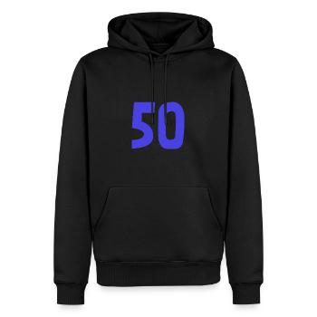 50. 50 JAHRE. 50-JÄHRIGES JUBILÄUM. 50-JÄHRIGES JUBILÄUM. - Männer Premium Bio Hoodie - Schwarz - Vorne - Nico (187cm)