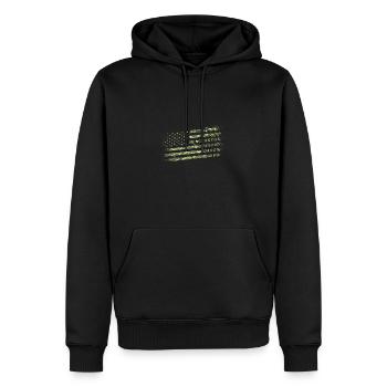 Husband Daddy Protector Hero Merica USA Flag - Men’s Premium Organic Hoodie - black - Front - Nico (187cm)