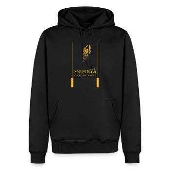 Languedoc Roussillon Perpinya Terre de rugby - Sweat à capuche Premium bio Homme - noir - Devant - Nico (187cm)