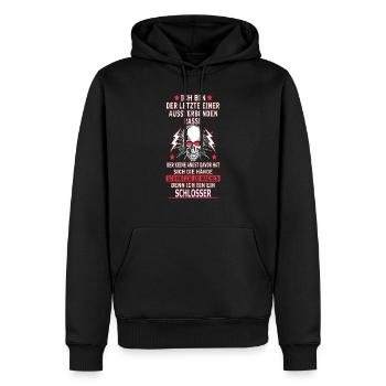 SCHLOSSER - Männer Premium Bio Hoodie - Schwarz - Vorne - Nico (187cm)