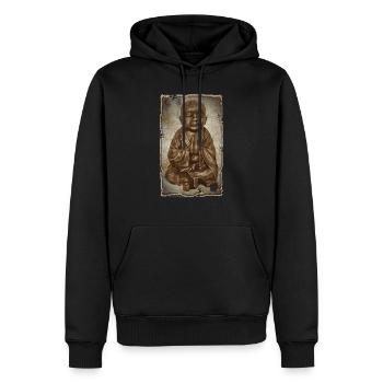 Buddhistischer Mönch - antique style - Männer Premium Bio Hoodie - Schwarz - Vorne - Nico (187cm)