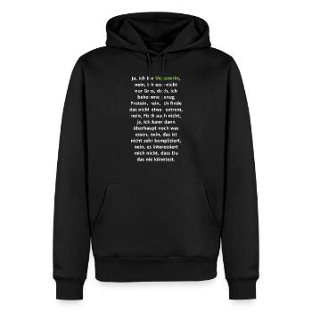 Oui, je suis un végétalien [noir] - Sweat à capuche Premium bio Homme - noir - Devant - Nico (187cm)