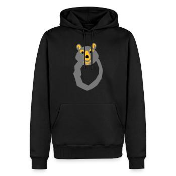 ours lettre o dessin - Sweat à capuche Premium bio Homme - noir - Devant - Nico (187cm)
