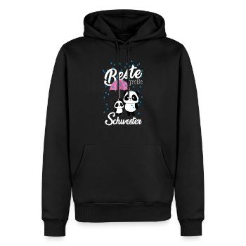 Beste große Schwester Panda Geschwister Mädchen - Männer Premium Bio Hoodie - Schwarz - Vorne - Nico (187cm)