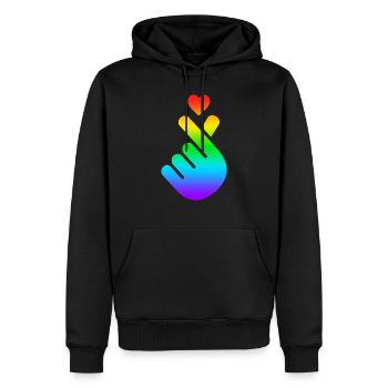 K Pop Coeur, Corée, K-Pop, Musique, Symbole, Gay Pride - Sweat à capuche Premium bio Homme - noir - Devant - Nico (187cm)