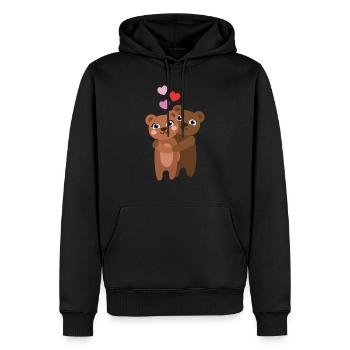 Coppia di orsi - Felpa con cappuccio ecologica premium da uomo - nero - Fronte - Nico (187cm)
