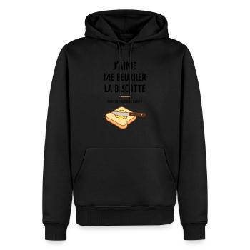 J aime me beurrer la biscotte - Sweat à capuche Premium bio Homme - noir - Devant - Nico (187cm)