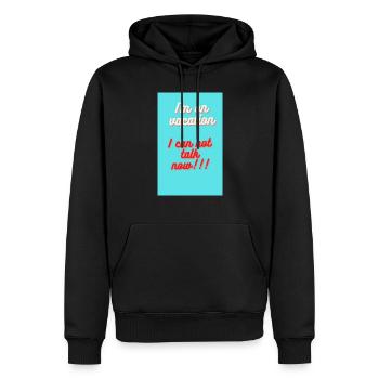ICH BIN IM URLAUB!! ICH KANN JETZT NICHT REDEN - Männer Premium Bio Hoodie - Schwarz - Vorne - Nico (187cm)