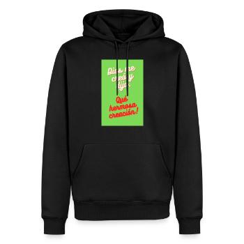 DIOS ME CRÉO Y DIJO. QUÉ HERMOSA CREACIÓN - Sweat à capuche Premium bio Homme - noir - Devant - Nico (187cm)
