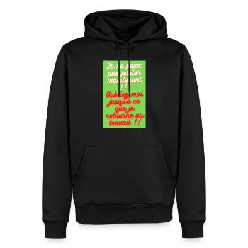 JE NE PEUX PAS PARLER MAINTENANT. OUBLIEZ-MOI - Sweat à capuche Premium bio Homme - noir - Devant - Nico (187cm)