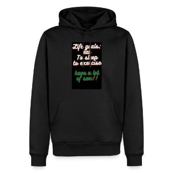 Lebensziele. essen, schlafen, trainieren, - Männer Premium Bio Hoodie - Schwarz - Vorne - Nico (187cm)