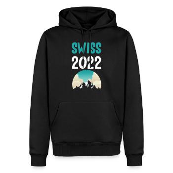 Swiss 2022 - Männer Premium Bio Hoodie - Schwarz - Vorne - Nico (187cm)