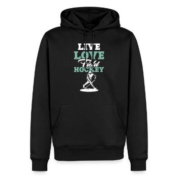 leben lieben fieldhockey - Männer Premium Bio Hoodie - Schwarz - Vorne - Nico (187cm)