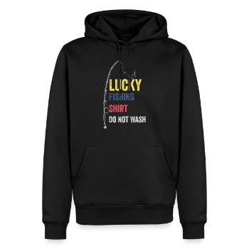 Lucky Fishing Shirt Do Not Wash - Men’s Premium Organic Hoodie - black - Front - Nico (187cm)