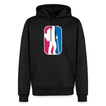 Wandern Outdoor Berge Logo Bergsteigen Geschenk - Männer Premium Bio Hoodie - Schwarz - Vorne - Nico (187cm)