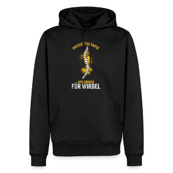 Physio Therapie Wir Sorgen Für Wirbel - Therapeut - Männer Premium Bio Hoodie - Schwarz - Vorne - Nico (187cm)