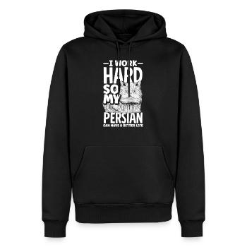 Je travaille dur pour que mon persan puisse avoir une vie meilleure - Sweat à capuche Premium bio Homme - noir - Devant - Nico (187cm)
