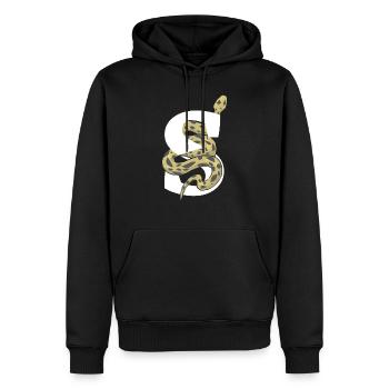 Lettre s serpent - Sweat à capuche Premium bio Homme - noir - Devant - Nico (187cm)
