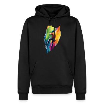 Clément escalade - Sweat à capuche Premium bio Homme - noir - Devant - Nico (187cm)