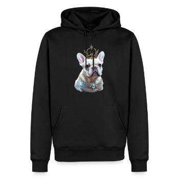 Tête de bouledogue français sur chemise et accès - Sweat à capuche Premium bio Homme - noir - Devant - Nico (187cm)
