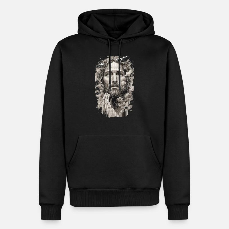 JÉSUS - Sweat à capuche Premium bio Homme - noir