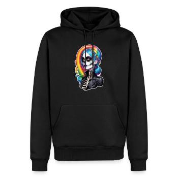 Halloween - Rock & Regenbogen - Männer Premium Bio Hoodie - Schwarz - Vorne - Nico (187cm)