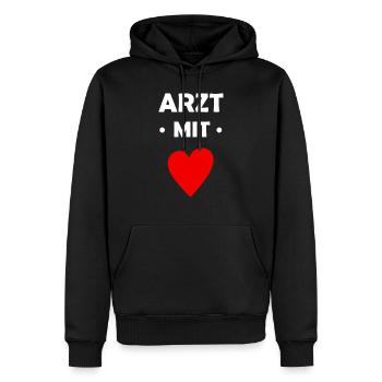 Arzt mit Herz - Doktor - Mediziner - Krankenhaus - Männer Premium Bio Hoodie - Schwarz - Vorne - Nico (187cm)