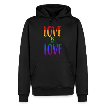 Love is Love Gay Pride LGBT Rainbow - Men’s Premium Organic Hoodie - black - Front - Nico (187cm)
