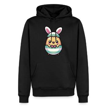 Niedlicher Chibi-Osterhase im Ei - Männer Premium Bio Hoodie - Schwarz - Vorne - Nico (187cm)