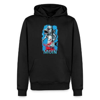 North Sea Northern Lights Coast Moin Orderer - Men’s Premium Organic Hoodie - black - Front - Nico (187cm)