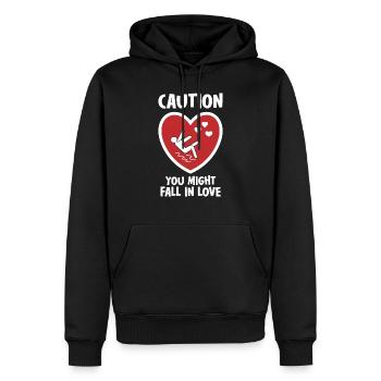 Caution You Might Fall In Love - Men’s Premium Organic Hoodie - black - Front - Nico (187cm)