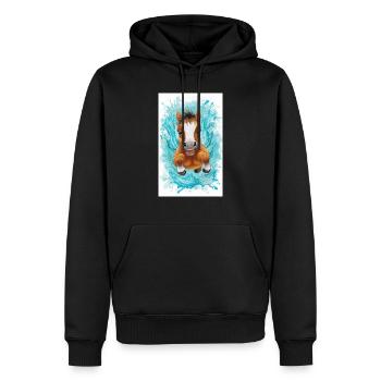 Kleines schwimmendes Pferd - Männer Premium Bio Hoodie - Schwarz - Vorne - Nico (187cm)