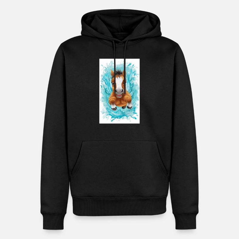 Kleines schwimmendes Pferd - Männer Premium Bio Hoodie - Schwarz