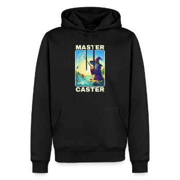 Maître lanceur de sorts - Magicien de la pêche magique - Sweat à capuche Premium bio Homme - noir - Devant - Nico (187cm)