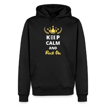 “Keep Calm and Rock On” - Style rock - Sweat à capuche Premium bio Homme - noir - Devant - Nico (187cm)