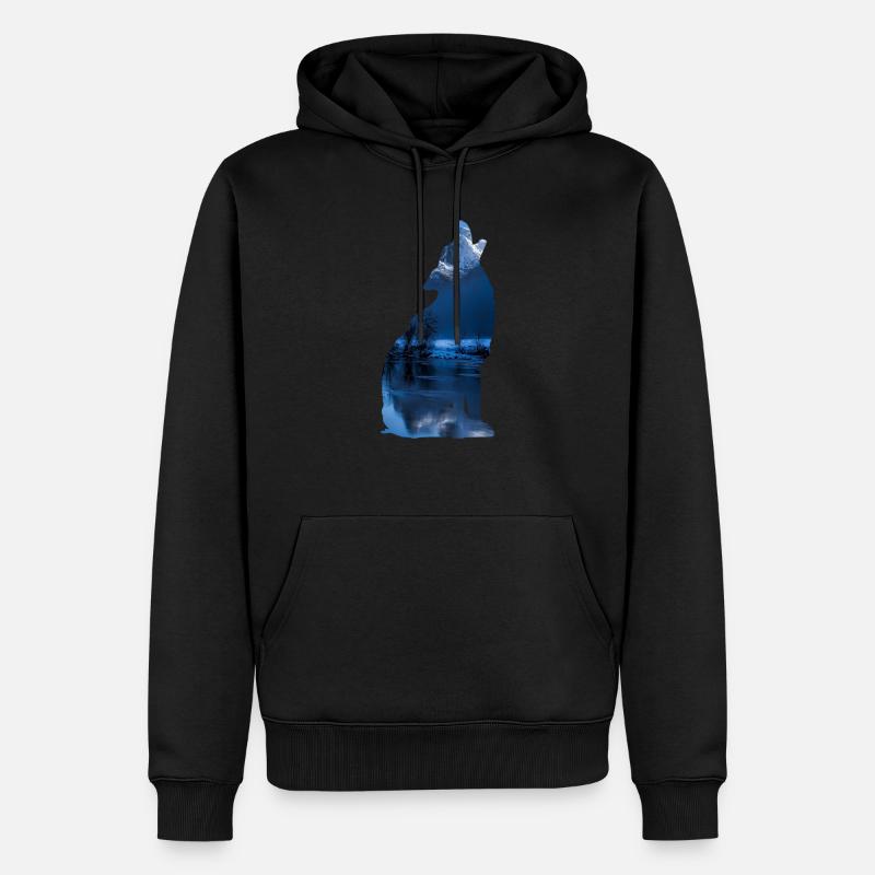 Wolf - Männer Premium Bio Hoodie - Schwarz