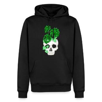 Crâne avec des plantes - Sweat à capuche Premium bio Homme - noir - Devant - Nico (187cm)