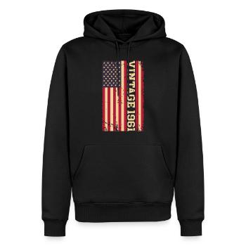 Vintage 1961 US Flagge - Männer Premium Bio Hoodie - Schwarz - Vorne - Nico (187cm)
