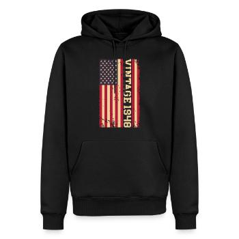 Vintage 1948 US Flagge - Männer Premium Bio Hoodie - Schwarz - Vorne - Nico (187cm)