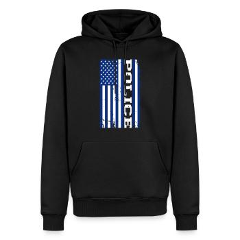 Police USA Flagge - Männer Premium Bio Hoodie - Schwarz - Vorne - Nico (187cm)
