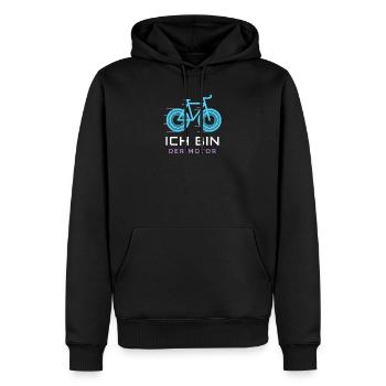 Ich bin der Motor MTB Fahrrad Geschenk - Männer Premium Bio Hoodie - Schwarz - Vorne - Nico (187cm)